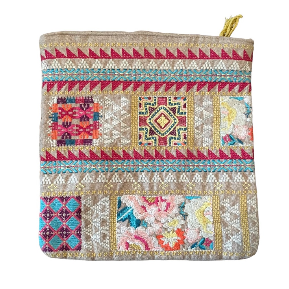 JOHNNY WAS JWLA Embroidered Fold Over Clutch Purse